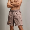 thumbnail image 6 of Besolor Men's Cargo Shorts Wide Leg Casual Loose Outdoor Running Hiking Drawstring Elastic Waist Knee Length Shorts with Pockets(Large,Brown), 6 of 7