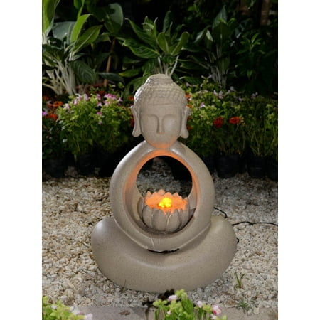 20 9 Led Lighted Sitting Buddha Lotus Flower Outdoor Patio Garden 20 9 Led Lighted Sitting Buddha Lotus Flower Outdoor Patio Garden Water Fountain