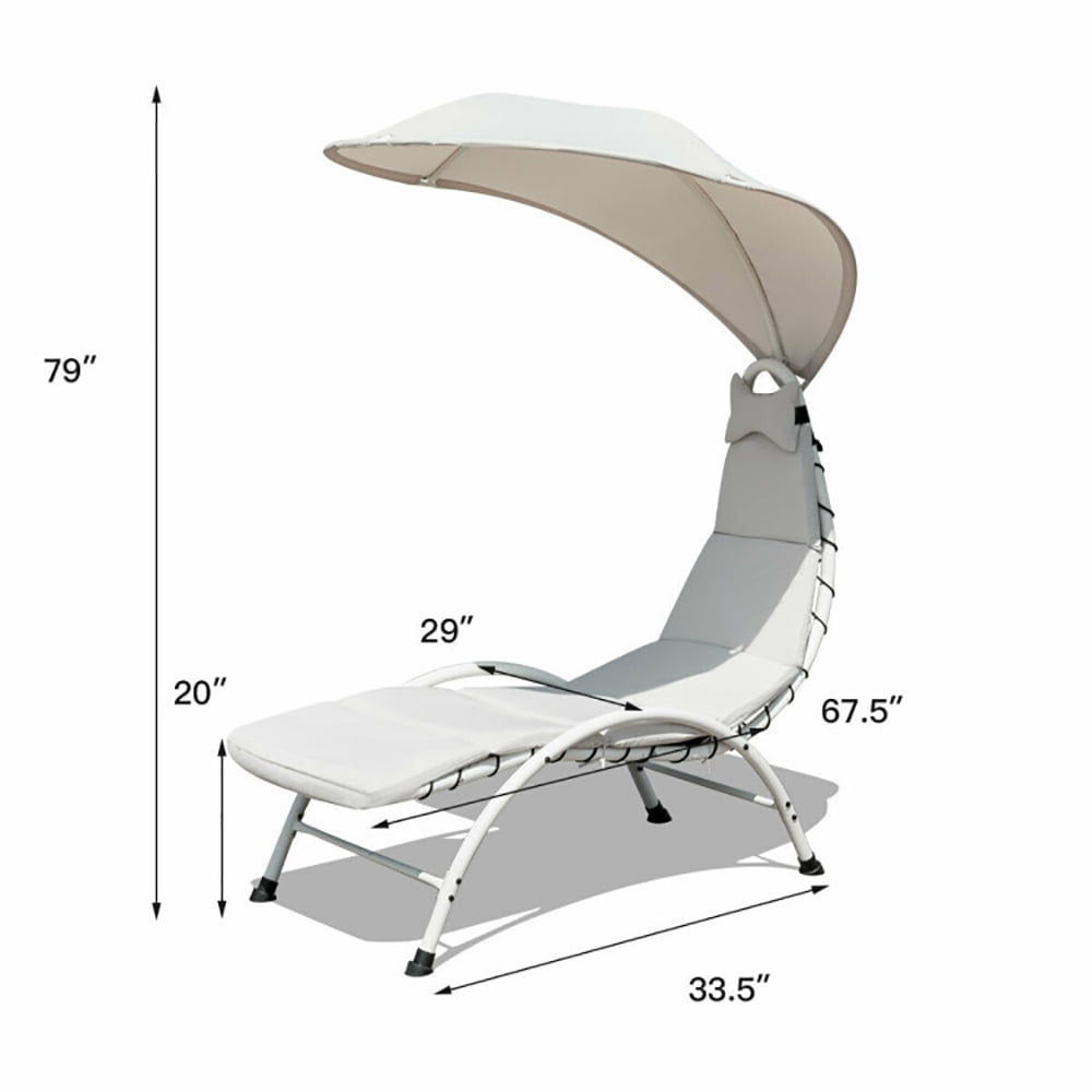Aimee Lii Patio Hanging Swing Hammock Chaise Lounger Chair with Canopy, Patio Loungers, Beige Aimee Lii Patio Hanging Swing Hammock Chaise Lounger Chair with Canopy, Patio Loungers, Beige