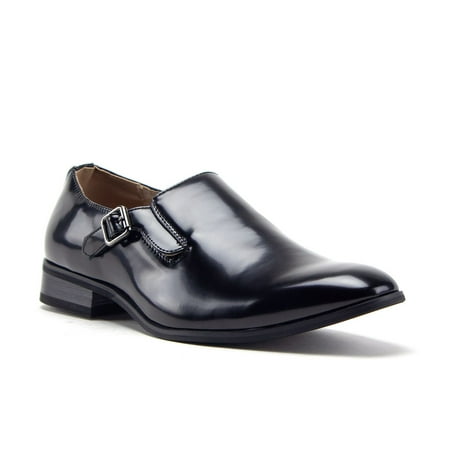

Jazamé Men s 77807 Slip On Round Toe Hand Burnished Loafers Dress Shoes Black 7.5