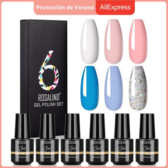 Juego de esmaltes de uñas de Gel ROSALIND, juego de uñas de Color puro, purpurina Vernis, capa superior para Base de arte de uñas semipermanente, conjunto de esmalte de Gel LED UV Tan Jianjun unisex