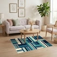 thumbnail image 3 of ODIKA 4'x6' Ultra-Soft Area Rug, Minimalist Interlocking Rectangular Asymmetrical Varied Width None Washable, Bare feet friendly, Silk-Touch for Bedroom Home office, 3 of 7