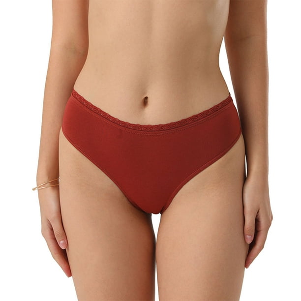 Women Panties, Charming Attractive Low Waist Women Briefs Elegant For Lady  For Club Rusty Red M