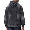 thumbnail image 4 of Turilly Hoodies Men Denim Hoodie Long Sleeve Casual Hooded Jacket With Front Pocket, 4 of 6