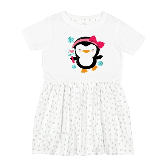 Inktastic Penguin Girl Snowflakes Girls Toddler Dress