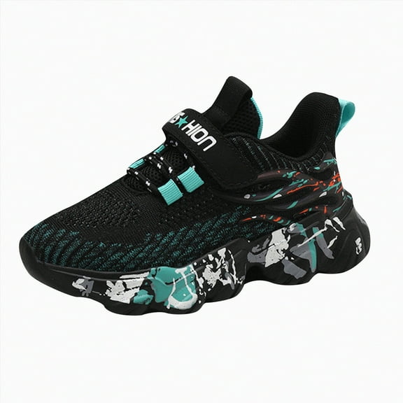 XZNPDUCQ Kids Boys Girls Metallic Fashion Sneaker Lace-Up Athletic Running Shoe (Big Kid - Little Kid - Toddler) Casual Shoes Breathable Walking Shoes (Blue,12.5)