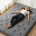thumbnail image 2 of Zonli Japanese Floor Futon Mattress, 2.5" Cotton Folding Tatami Pad, Queen 80"x60", Grey, 2 of 9