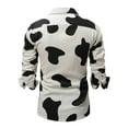 thumbnail image 4 of Mens Shirts Casual White Cow Print Long Sleeve Button Down Lapel Blouses Comfortable Loose Fall Tops White L, 4 of 4