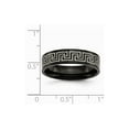 thumbnail image 6 of Grey Titanium Ring Band Wedding Black IP-plated Greek Key Laser Etched 6mm Brushed Polished, 6 of 6