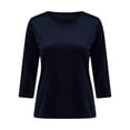 thumbnail image 3 of Women's 3/4 Sleeve Velvet Shirts Round Neck Gold Velvet Elegant Casual Holiday Blouses, 3 of 6