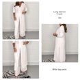 thumbnail image 3 of Trajes De 2 Piezas Para Mujer, Conjunto De Pantalones De Manga Larga, Conjunto De Pantalones De Pierna Ancha Y Cuello En V De Color Sólido Con Dobladillo Dividido, 3 of 6