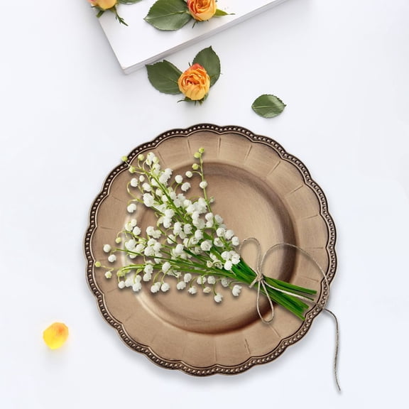 HWHCGZ 1Pc 13" Decorative Round Dinner Plate Chargers, Reusable Plastic Dinner Chargers with Fluted Rim for Wedding, Thanksgiving, Christmas Table Decor,Copper*1