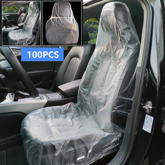 100PCS Universal Disposable Car Seat Cover Elastic Waterproof Protective Cover Transparent