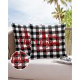 thumbnail image 6 of Pack of 2 Outdoor Pillow Covers, Merry Christmas Black White Buffalo Checked Plaid Waterproof Square Throw Pillowcase Cushion Decorative Pillow Covers for Couch Patio Tent, 24x24 in, 6 of 6