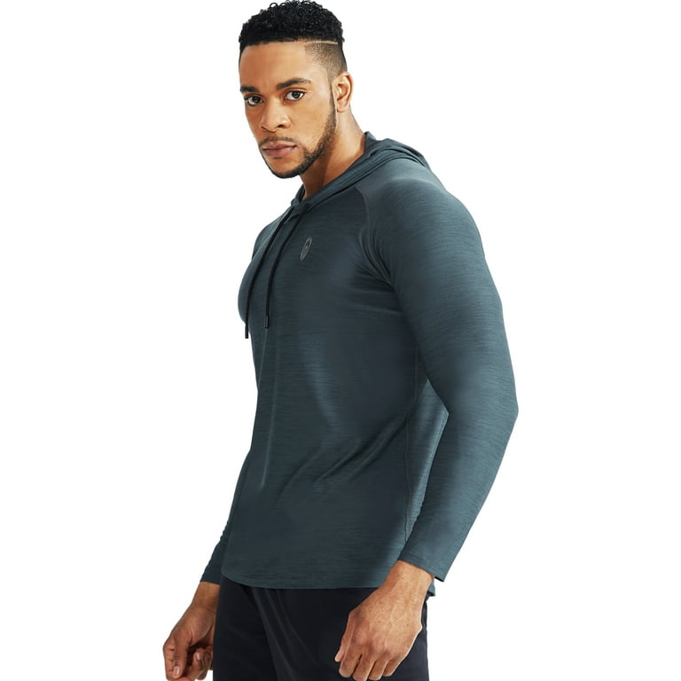 NELEUS Mens Dry Fit Athletic Workout Running Shirts Hoodie Long Sleeve,Dark  Grey+Slate Grey+Red,US Size XL 