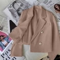 thumbnail image 6 of Gyexs Cropped Trench Coat for Women Pluss Size Lightweight Solid Long Sleeve Blazer Jackets Business Casual Fall Winter Tops, Khaki, Size XXXL, 6 of 7