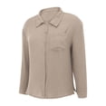 thumbnail image 6 of TTUHYWXI Womens Button Down Shirts Cotton Dress Shirt Long Sleeve Oversized Boyfriend Solid Tunic Tops with Pockets (Khaki, XL), 6 of 6