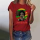 thumbnail image 3 of Tops de Manga Corta para las Mujeres de Ajuste Suelto, Día de la Independencia Negro Impreso, Cuello Redondo Suelto Superior, 3 of 4