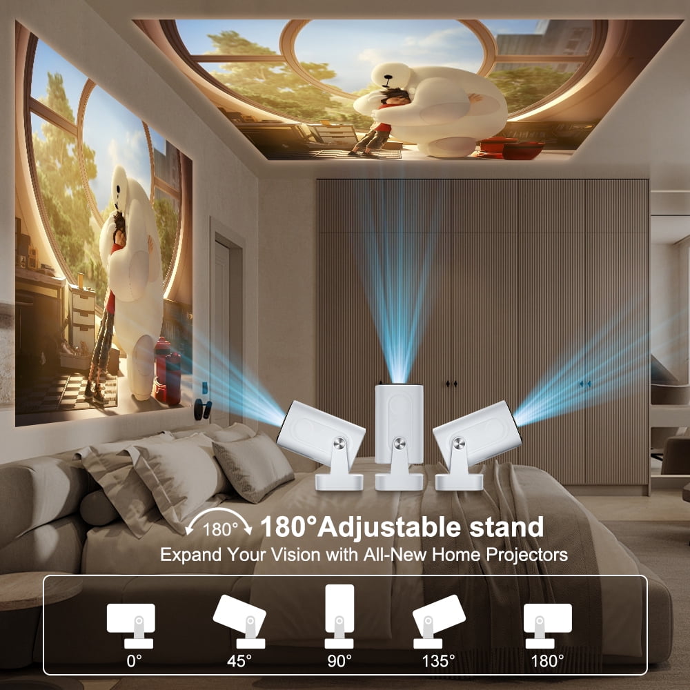 Salange Short Throw 1080p Full HD LCD Multimedia Projector Outdoor Home Theater with WiFi and Bluetooth