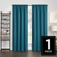 thumbnail image 2 of Eclipse Samara Solid Blackout Curtains, Single Curtain Panel, 95 Inch Long Blackout Curtains, 42" W x 95" L, Peacock Blue, 2 of 8