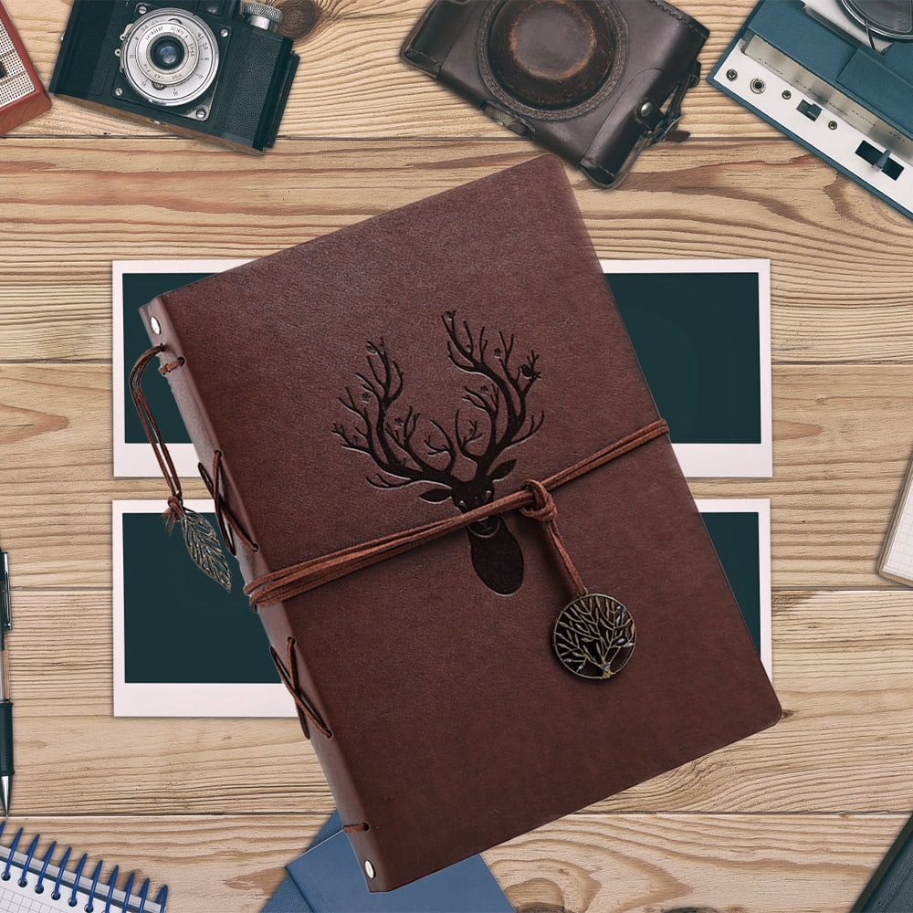 Botattraeck Photo Album Scrapbook 30 Sheets/60 Pages Premium Black Paper Memory Book Vintage DIY Leather Cover Photo Book for Kids Graduation Wedding Anniversary Birthday Gifts