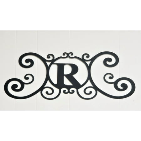 Scrolled Iron Metal Letter R Monogram Personalized Initial Wall Art Family Name Decor Plaque