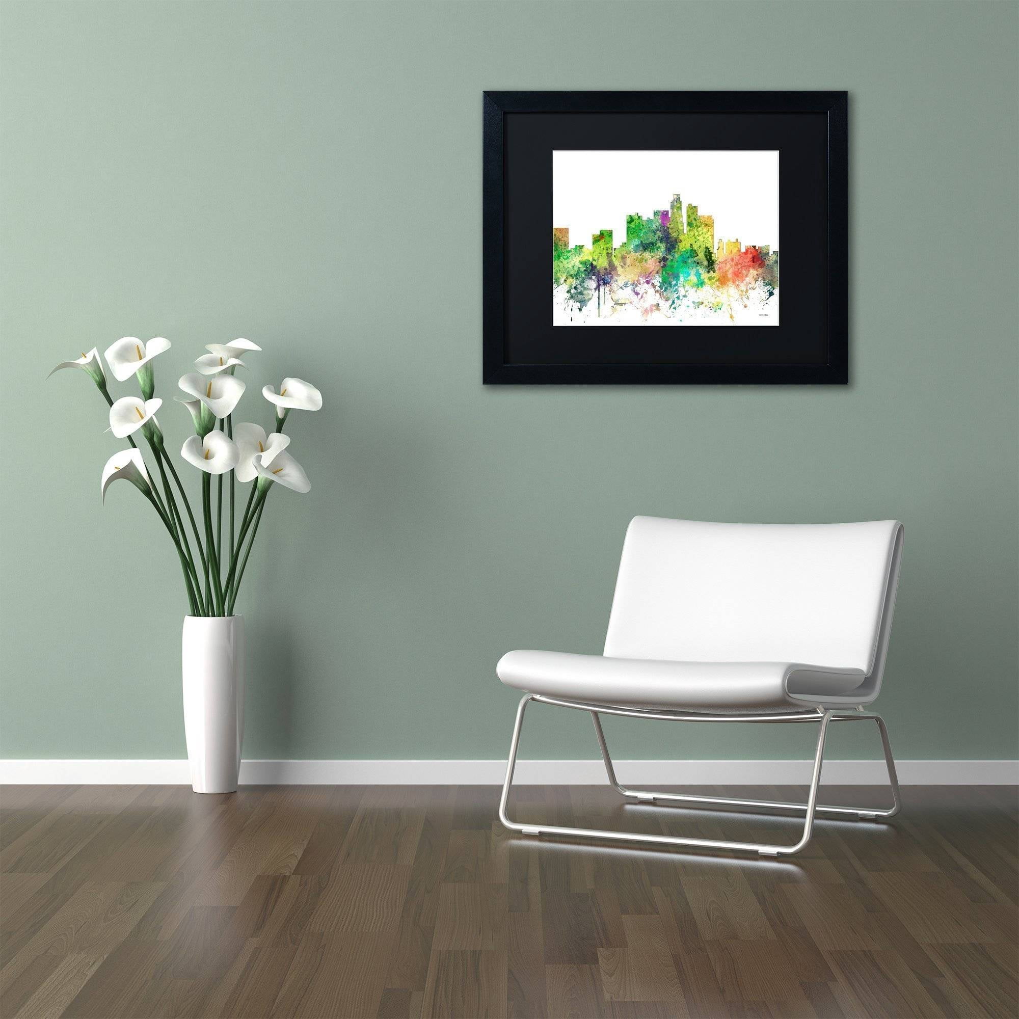 Trademark Fine Art "Los Angeles California Skyline SP" Canvas Art by Marlene Watson, Black Matte, Black Frame