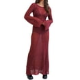thumbnail image 1 of Txlixc Vestido Largo de Punto de Verano para Mujer, Estilo de Ocio de Mujer Color sólido Transparente Manga Larga Cuello Redondo Hollow Beach Cover-Up Txlixc Moda, 1 of 8