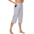 thumbnail image 4 of RPVATI Capris for Women Casual with Pockets Drawstring Women Pants Elastic Waist Straight Wide Legged Pants Ladies Solid Pants 2024 Light Gray M, 4 of 7