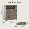 thumbnail image 3 of Tzou 31.5"W Wooden Dresser with Charging Station & LED Lights - 3-Drawer Modern Chest for Bedroom(Grey-Brown), 3 of 9