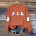 thumbnail image 6 of Feancey Graphic Sweatshirts for Women Funny Cute Ghost Print Halloween Tops Fall Long Sleeve Crewneck Sweatshirt Teen Girl Y2K Clothes Orange XL, 6 of 9