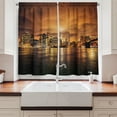 thumbnail image 2 of Ambesonne New York Kitchen Curtains, Manhattan at Sunset, 55"x45", Orange Black, 2 of 3