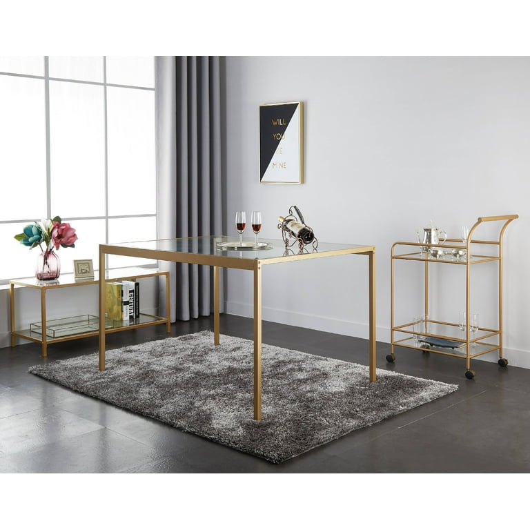 Urban Shop Tempered Glass and Metal Dining Table Medium Walmart