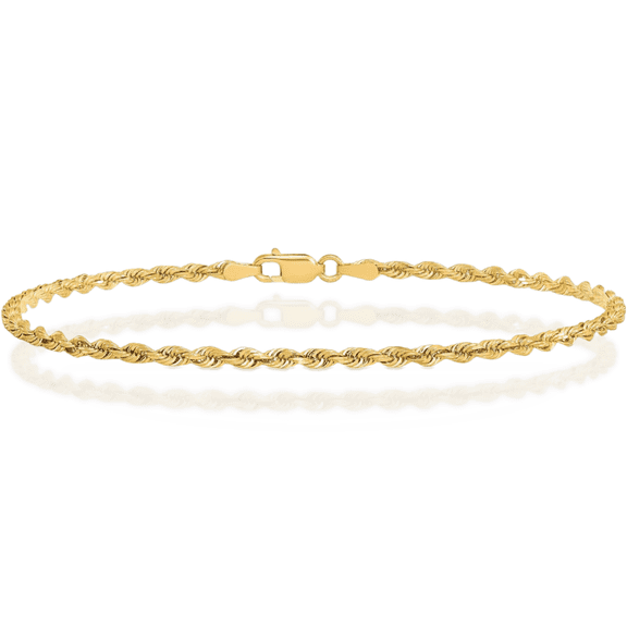 10K Solid Yellow Gold 2.75mm Quadruple Rope Chain Bracelet