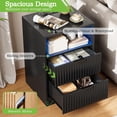thumbnail image 3 of FANRAL Nightstand Set of 2,LED Nightstands with Charging Station,Fluted Design Bedside Table with RGB LED Lighting,Mid Century Modern Small Dresser with Storagee,Black Night Stand, 3 of 8