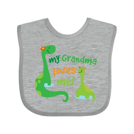 

Inktastic Grandma Loves Me Grandchild Dinosaur Gift Baby Boy Bib