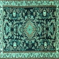 thumbnail image 1 of Ahgly Company Machine Washable Indoor Square Animal Turquoise Blue Traditional Area Rugs, 5' Square, 1 of 4