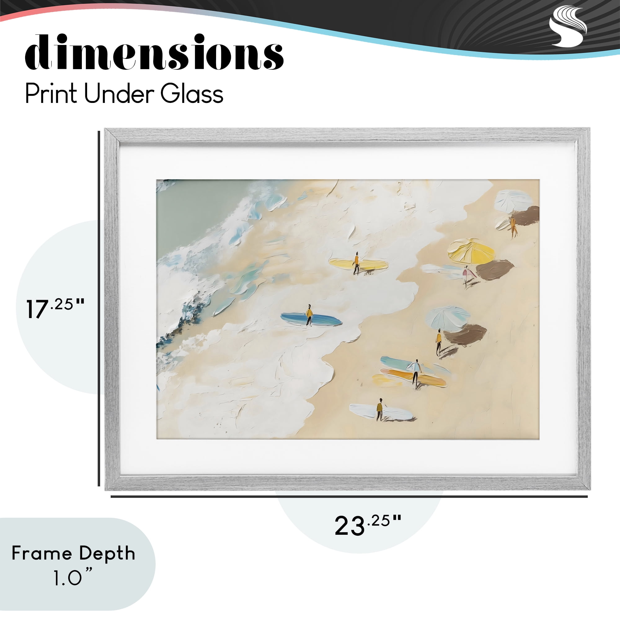 Stupell Industries Beach Surf Summer Scene Gray Framed Print Under Glass, design by LSR Design Studio