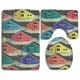 thumbnail image 1 of ABPHQTO Patrón Casas Coloridas Juego de alfombras de baño de 3 piezas Alfombra de baño Alfombra de contorno y tapa de inodoro, 1 of 2