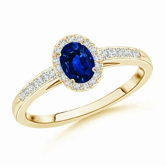 Oval Shape Blue Sapphire CZ Diamond Cocktail Band Ring Women 925 Sterling Silver Yellow Gold Plated September Birthstone Engagement Anniversary Gift Gemstone Jewelry