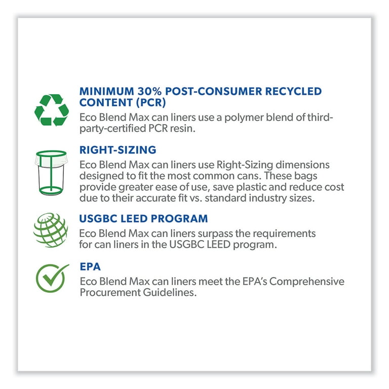 Eco Blend Max Can Liners, 23 gal, 0.8 mil, 28 Eco Blend Max Can Liners, 23 gal, 0.8 mil, 28