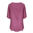 thumbnail image 5 of Pxiakgy Linen Shirts for Women Mid Sleeve Cotton Linen Solid Color Door Bottle V Neck Shirt Mid Sleeve T Shirt Summer Loose Fit Short Sleeve Button Down Shirts for Women, 5 of 5