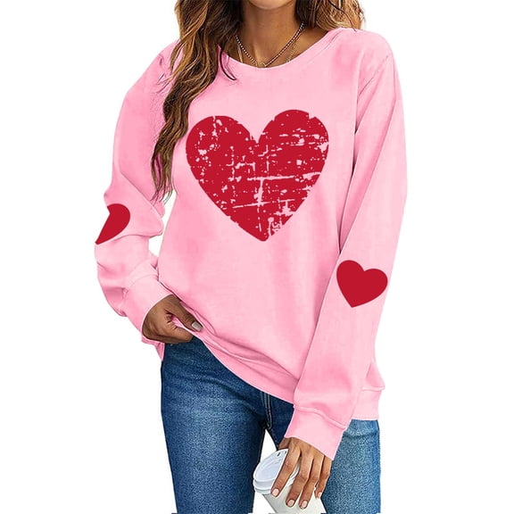 Leopard Valentines Tops Sweatshirt Womens Love Heart Elbow Patch Shirts Crew Neck Pullover Long Sleeve Oversized Blouse Tops Valentines Day Sweater Shirt