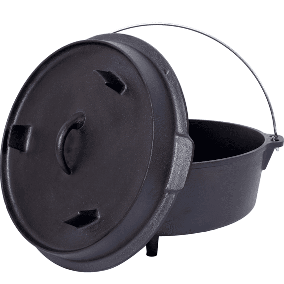 Seasoned Cast Iron Dutch Oven 6Qt Campfire Pot Skillet Lid Leg Base