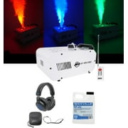 American DJ ADJ Vertical Fog Smoke Machine w/ LEDs, Pyro Effect+Headphones+Fluid