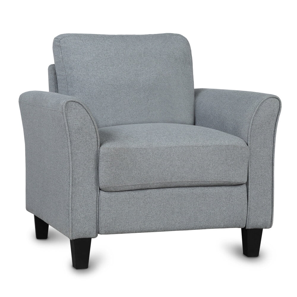 Modern Linen Fabric Recliner Chair,Mid-Century Armchair Single Sofa Accent Chair,Upholstered Comfy Reading Accent Chairs for Living Room,Gray