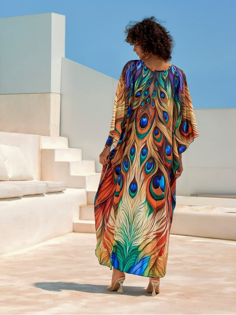 水着・ビーチグッズその他 THE ATTICO Animalier caftan Edolynsa Animal Print Beach Kaftan Dress for Women Batwing