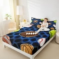 thumbnail image 4 of Manfei Rugby Sport Twin Sheet Sets,Football Game Gamer Twin Fitted Sheet,Blue Geometric Honeycomb Hexagon Flat Sheet For Boys,Microfiber Bedroom Decor,3 Pieces, 4 of 7