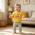 thumbnail image 4 of NIEWTR Kids Long Sleeve Set 2PCs Toddler Soft Pullover & Pull-on Long Pants Cozy Pajamas for 3T 4T 5T Gift Set Casual Wear(A-Yellow,12-18 Months), 4 of 8