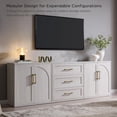 thumbnail image 6 of Arched Door Sideboard Buffet Cabinet, Accent Cabinet with Adjustable Shelf, Wood Modular Credenza Storage Cabinet for Dining Room, Living Room, Entryway, White, 6 of 8